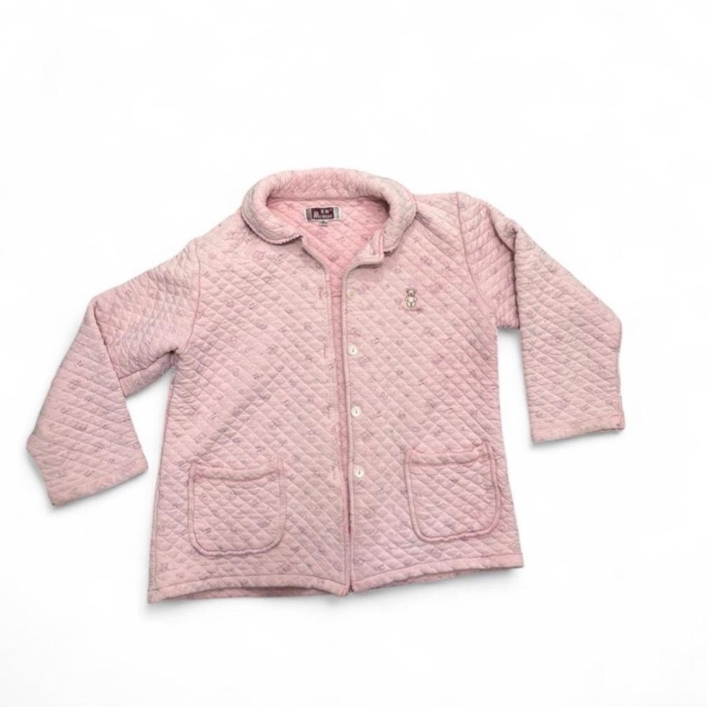 ✨ Vintage Pink quilted jacket with teddy bear and heart print✨